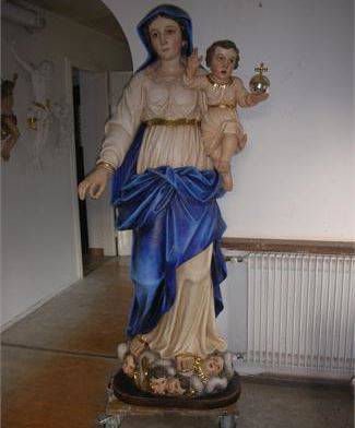 Madonna della pioggia restauro sculture 170cm